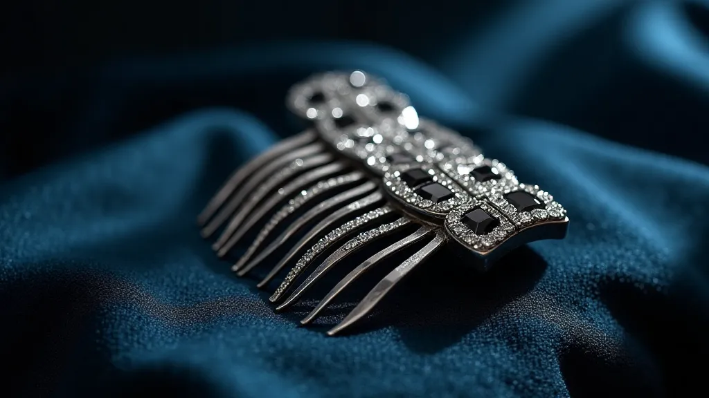 Art Deco silver and onyx hair comb