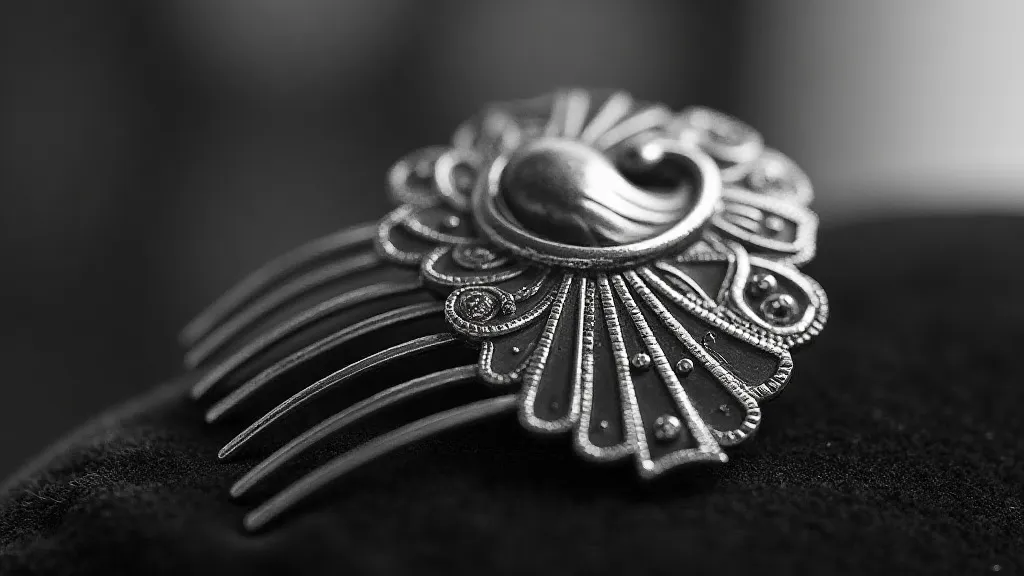 Art Deco silver and enamel hair comb