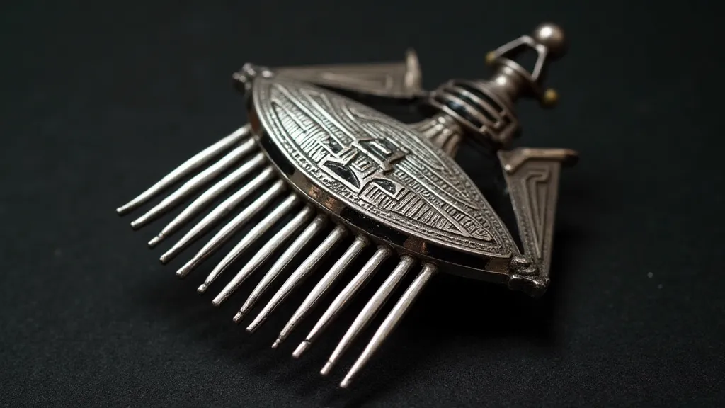 Art Deco silver hair comb with geometric design