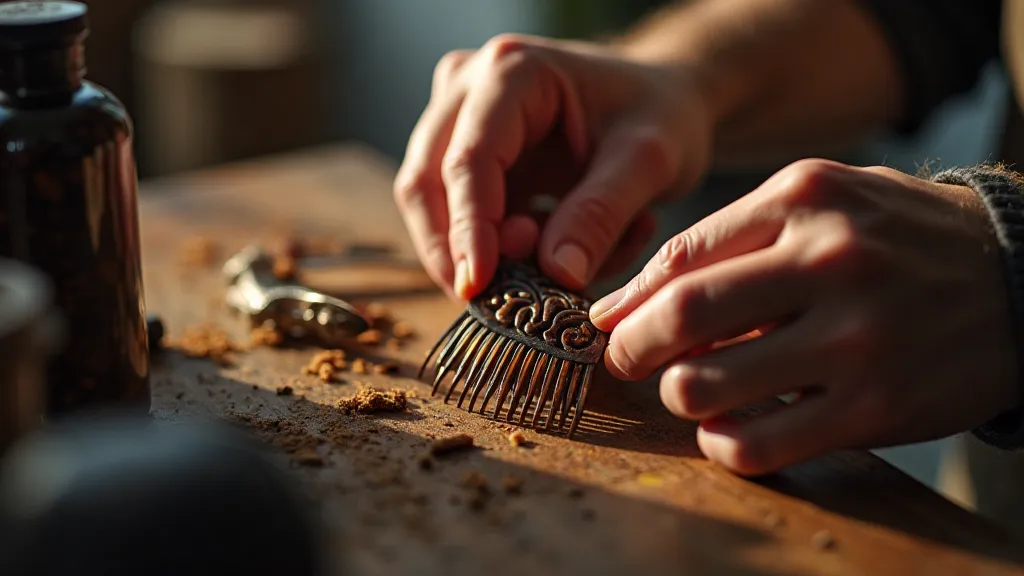 Craftsman carving a hair comb
