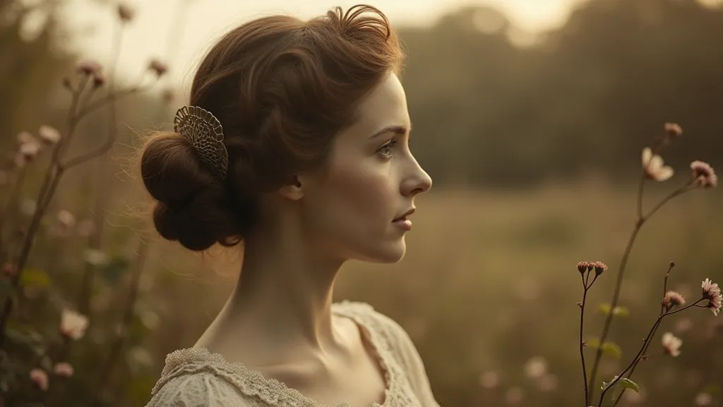 Edwardian woman with a hair comb