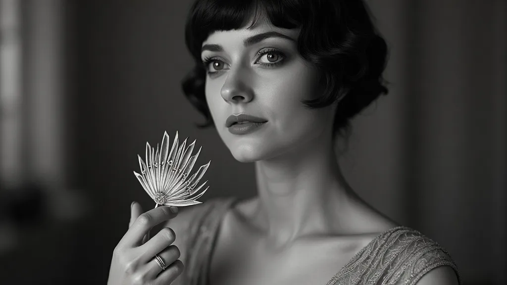 Woman wearing Art Deco comb