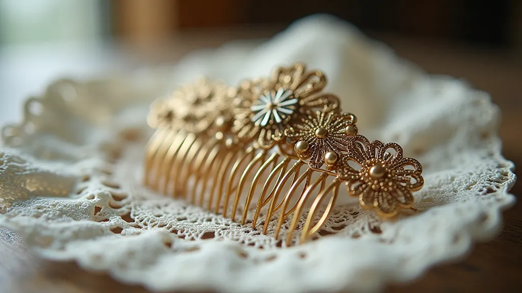 Vintage hair comb on lace