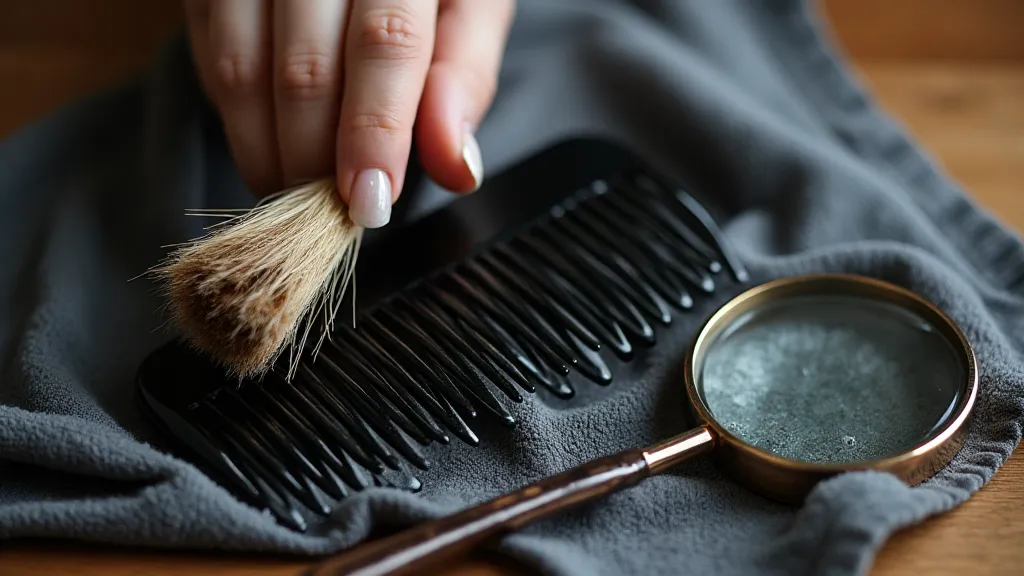 Vintage jet comb being carefully cleaned