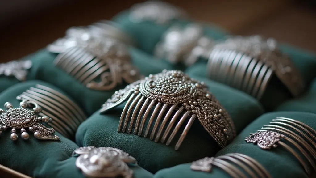 Antique silver hair combs