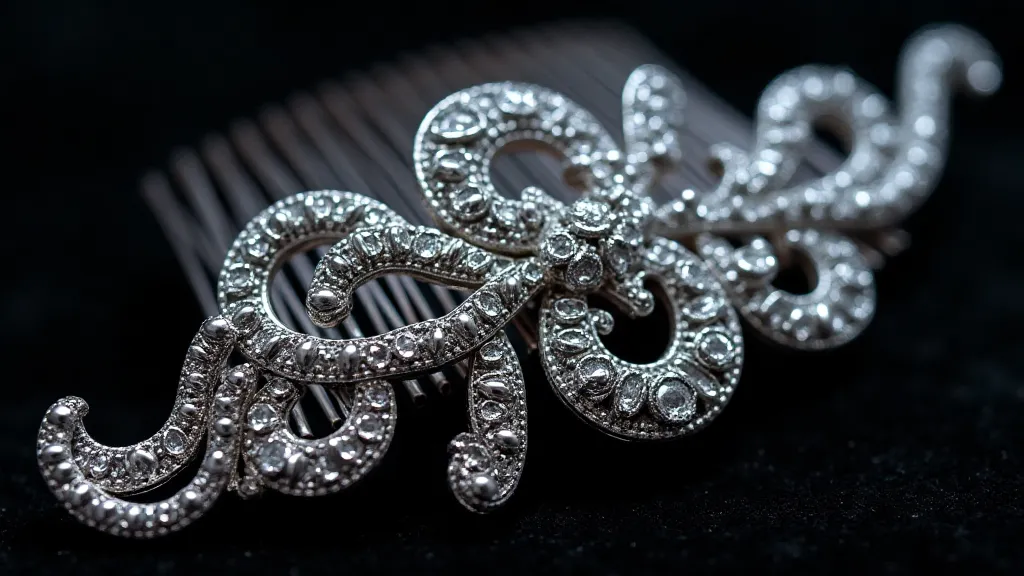 Silver filigree hair comb