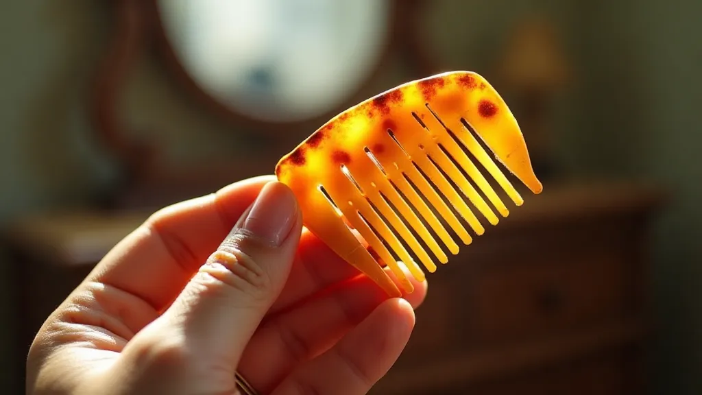 Vintage tortoiseshell comb on a dressing table